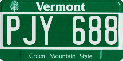VT license plate PJY688