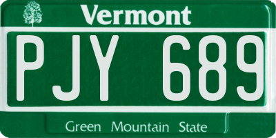 VT license plate PJY689