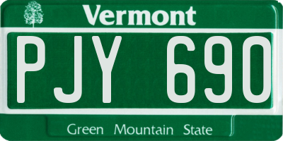 VT license plate PJY690
