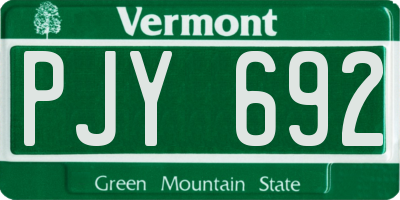 VT license plate PJY692