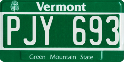 VT license plate PJY693