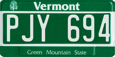 VT license plate PJY694