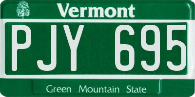 VT license plate PJY695