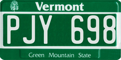 VT license plate PJY698