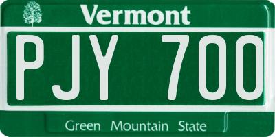 VT license plate PJY700