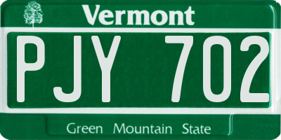 VT license plate PJY702