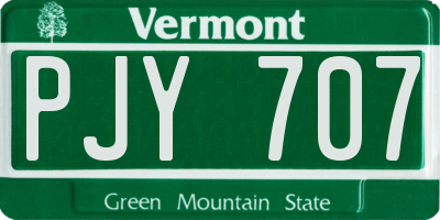VT license plate PJY707