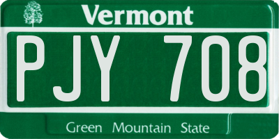 VT license plate PJY708