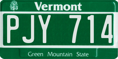 VT license plate PJY714