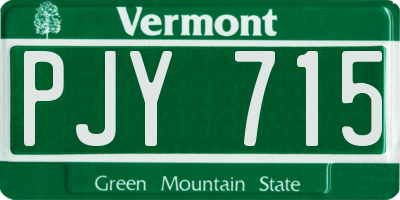 VT license plate PJY715