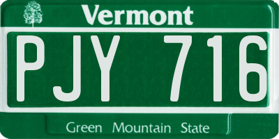 VT license plate PJY716
