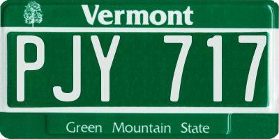 VT license plate PJY717