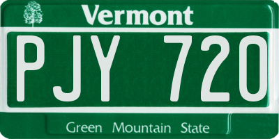 VT license plate PJY720
