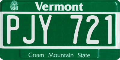 VT license plate PJY721