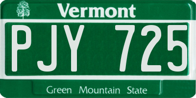 VT license plate PJY725