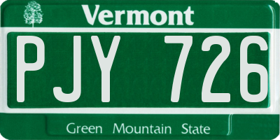 VT license plate PJY726