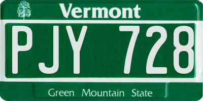 VT license plate PJY728