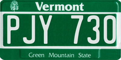 VT license plate PJY730