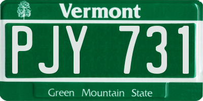 VT license plate PJY731