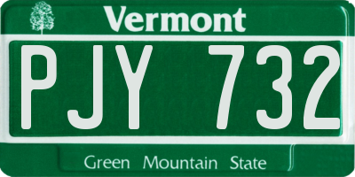 VT license plate PJY732