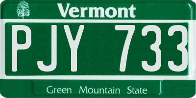 VT license plate PJY733
