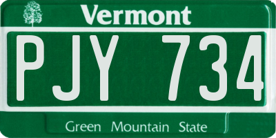 VT license plate PJY734