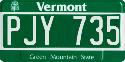 VT license plate PJY735