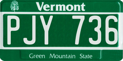 VT license plate PJY736