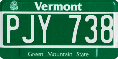 VT license plate PJY738
