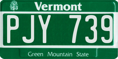 VT license plate PJY739