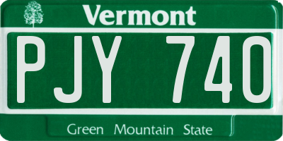 VT license plate PJY740