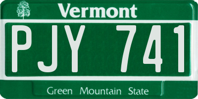 VT license plate PJY741