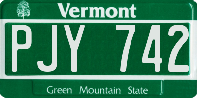 VT license plate PJY742