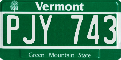 VT license plate PJY743