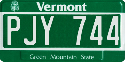 VT license plate PJY744