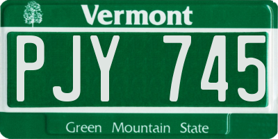 VT license plate PJY745