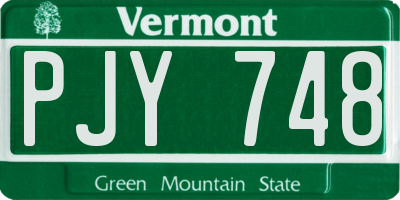 VT license plate PJY748