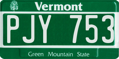VT license plate PJY753
