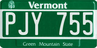 VT license plate PJY755