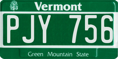 VT license plate PJY756