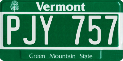 VT license plate PJY757