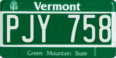 VT license plate PJY758