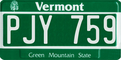 VT license plate PJY759