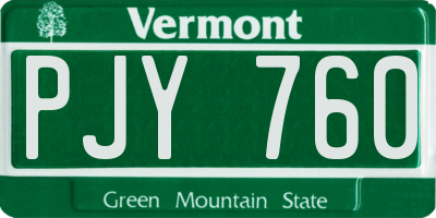 VT license plate PJY760