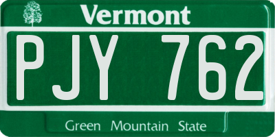 VT license plate PJY762