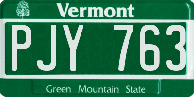 VT license plate PJY763