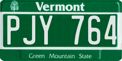 VT license plate PJY764