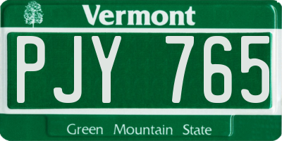 VT license plate PJY765