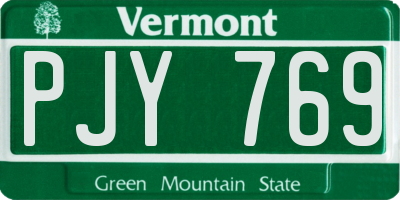 VT license plate PJY769