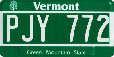 VT license plate PJY772